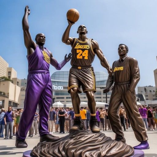 湖人队雕像，紫金传奇的永恒定格